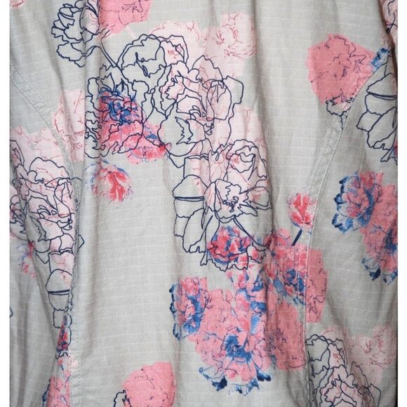 Lemon Way Size L Peplum Jacket Stretch Floral Lightweight Long Sleeve Pockets - Picture 7 of 10